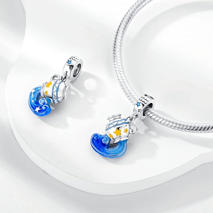 Parmuz Zodiac Sign Charms for Bracelet Necklace 925 Sterling Silver Charms 12 Constellation/Horoscope Star Dangle Birthstone Beads, Birthday Jewelry Gifts for Women Men