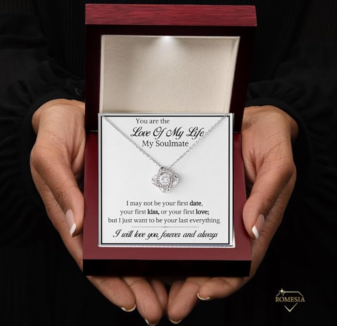 To My Soulmate Necklace For Women, Soul Mate Jewelry for Women, Future Wife Gifts, To My Wife Necklace from Husband, Gifts for Girlfriend, Pendant With Message Card