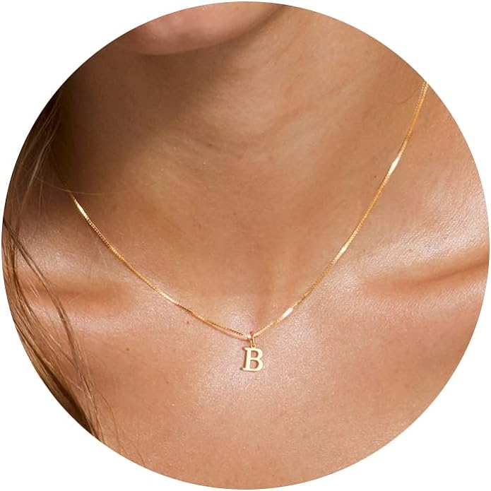 Foxgirl Gold Initial Necklaces for Women, Dainty Gold Letter Necklace Tiny A-Z Pendant Choker Necklace Trendy Cute Personalized Monogram Name Necklace Gold Jewelry Necklace for Women Gift