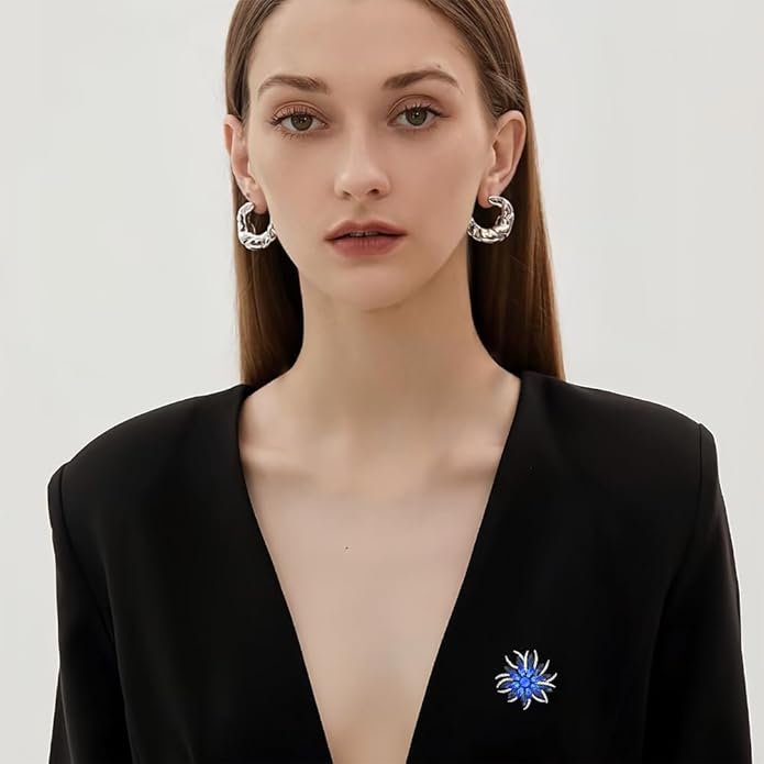 Fashion Flower Brooches for Women Rhinestone Flower Brooches Pins 18k Gold Plated Lapel Pins Jewelry for Girlfriend Wife