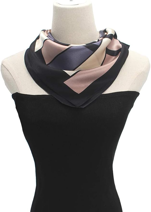 ANDANTINO 100% Mulberry Silk Square Scarf for Hair-25.6" X25.6'' Women Men Natural Silk Neckerchief Digital Printed Headscarf