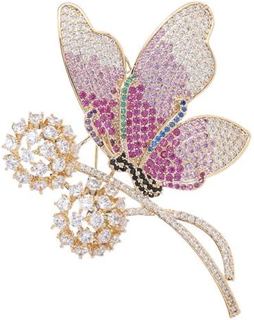 14K Gold Luxury Butterfly Brooch Sparkling Moissanite Accents & Enamel Painted Details, Retro Chic for Cheongsam, Coats & Formal Attire