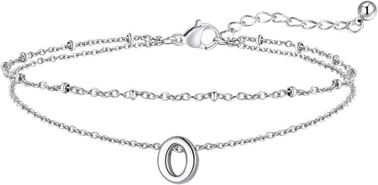 FaithHeart Initial Ankle Bracelets for Women, Waterproof 14k Gold Plated Initial Anklets Non Tarnish Stainless Steel Layered Anklet Summer Beach Foot Jewelry