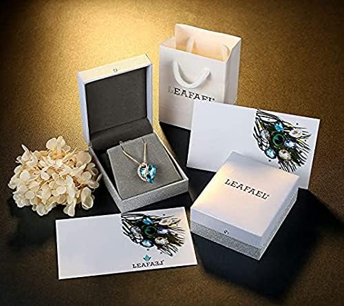 Leafael Rose Gold Plated Necklace for Women: Heart Shaped Birthstone/Healing Crystals Center, Dazzling Cubic Zirconia, Hypoallergenic Chain (18"+2"), Jewelry Gifts for Anniversaries and Birthdays