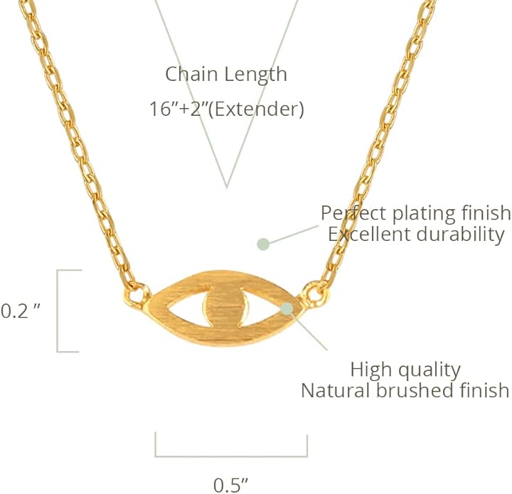 MUSTHAVE Evil Eye 18K Gold Plated Necklace With Message Card, Yellow and White Color, Anchor Chain, Best Gift Necklace, Size 16 inch + 2 inch Extender, Pendant, Gift Card