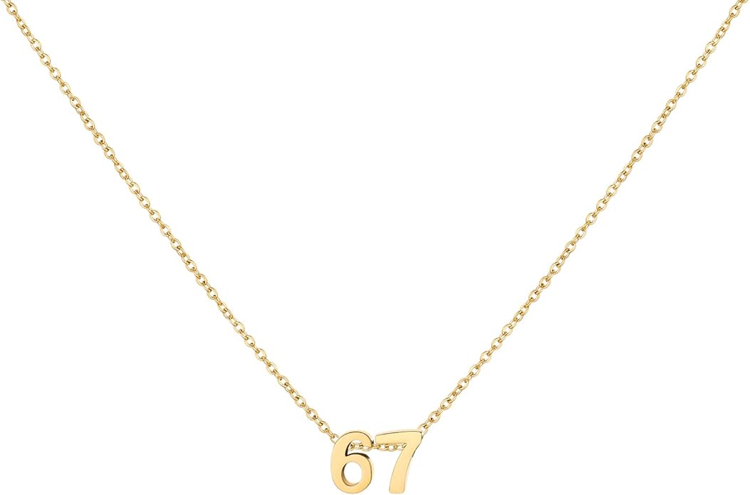 Number Necklace for Women Dainty 18K Gold Plated Pendant Necklace Charm Birth Month Personalized Jewelry Birthday Gift