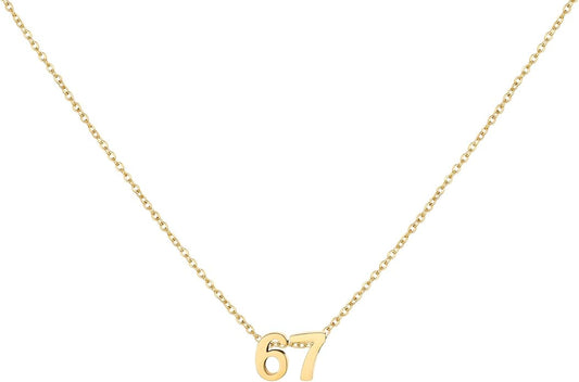 Number Necklace for Women Dainty 18K Gold Plated Pendant Necklace Charm Birth Month Personalized Jewelry Birthday Gift