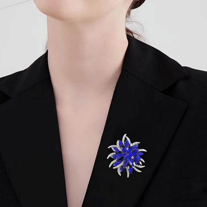 Large Crystal Flower Brooch Pin for Women Red purple pink green Rhinestone Flower Lapel Pin Wedding Party Birthday Dance Banquet Dress Suit Ceremony Clothes Hat Bag Accessories Jewelry