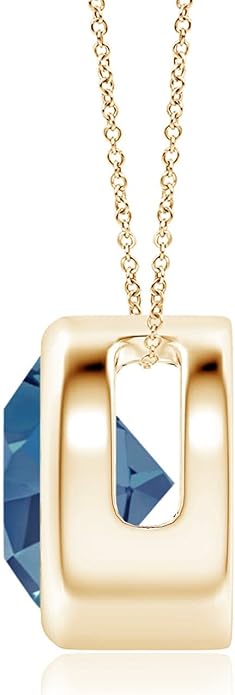 Angara Natural London Blue Topaz Solitaire Pendant for Women | Round Blue Topaz Pendant Necklace in 14K Solid Gold/Silver/Platinum With 18" Chain | December Birthday, Gemstone Jewelry Gift