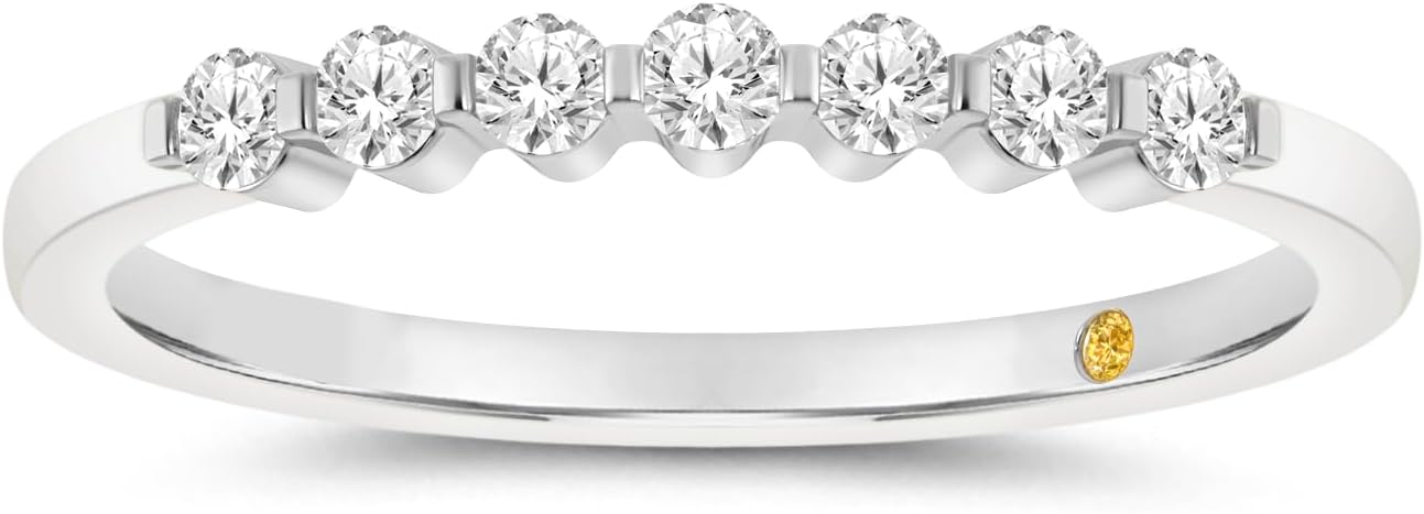 Lab Grown Diamond Wedding Bands for Women | 10K White and Yellow Gold 1/4-1/2 CTTW Certified Diamond Anniversary RIng and Stackable Bands | Variety of Designs to Choose From