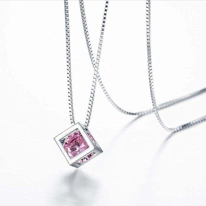 Aurora Tears Birthstone Necklace/Earring 925 Sterling Silver Women Cross/3D Cube/Cresent Moon Birth Stone Jewelry Mens Birthday Gift Anniversary Present