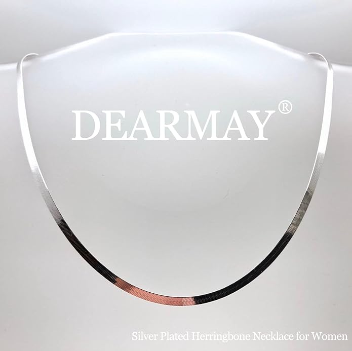 DEARMAY 14K Gold Plated Necklaces for Women, Dainty Gold Herringbone Choker Necklace Thin Layered Snake Chain Jewelry for Gifts
