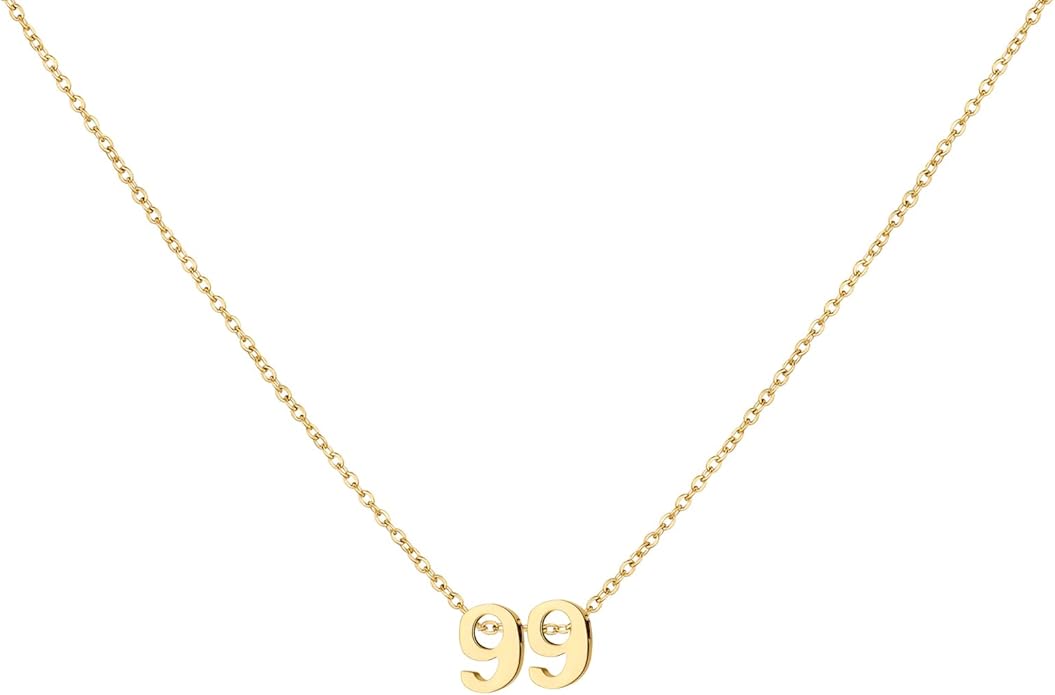 Number Necklace for Women Dainty 18K Gold Plated Pendant Necklace Charm Birth Month Personalized Jewelry Birthday Gift