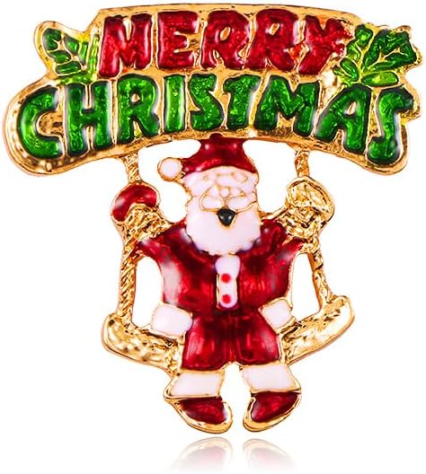 ONLYJUMP Christmas Bell Brooch Pins for Women Girls Lovely Crystal Christmass Tree Snowflake Bell Reindeer Snowman Brooches Colorful Xmas Enamel Pins Holiday Party Gift