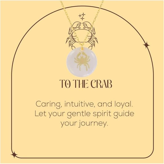 Zodiac Sign Necklace – Mother of Pearl Pendant – Available in Two Finish 925 Sterling Silver and 14K Gold Plated – Adjustable Chain – Horoscope Jewelry Gift with Zodiac Card & Gift Box