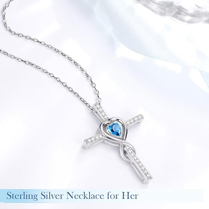Dorella Love Infinity Christmas Jewelry for Women Birthday Gifts Wife Mom December January Birthstones Blue Topaz Garnet and More Stones Jewelry 925 Sterling Silver