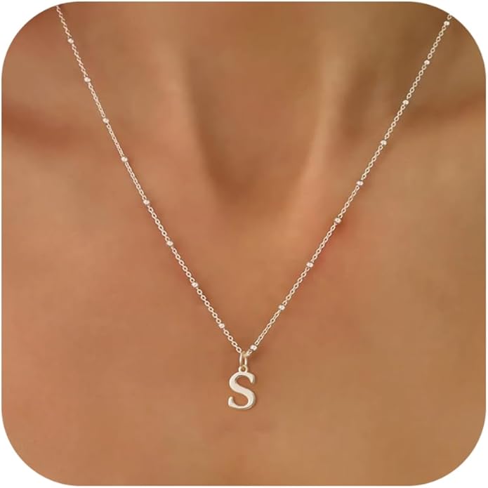 Initial Necklaces for Women Dainty Gold Letter Pendant Necklace 14k Gold Plated A-Z Name Necklaces Cute Charm Choker Necklace Fashion Accessories Non Tarnish Trendy Jewelry Gift