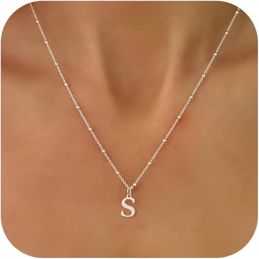 Initial Necklaces for Women Dainty Gold Letter Pendant Necklace 14k Gold Plated A-Z Name Necklaces Cute Charm Choker Necklace Fashion Accessories Non Tarnish Trendy Jewelry Gift
