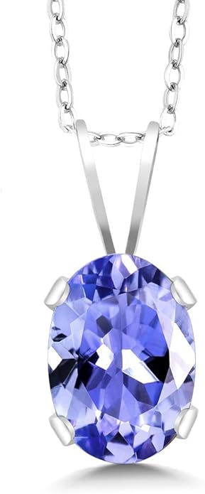 Gem Stone King 1.75 Cttw Tanzanite Pendant Necklace Earring Set For Women | 925 Sterling Silver | Oval 7X5MM and 6X4MM | Gemstone Birthstone | With 18 Inch Silver Chain