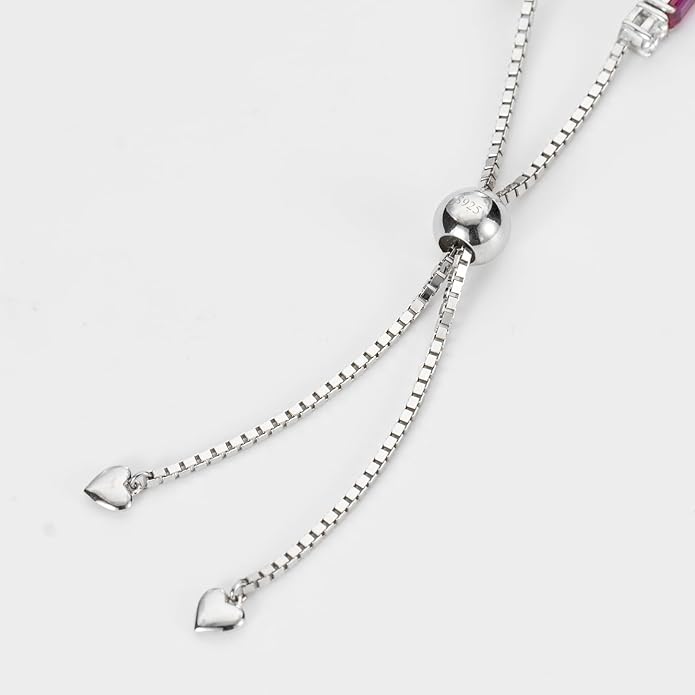 Sterling Silver Birthstone Bracelets for Women White Gold Tennis Bracelets Adjustable Chain 6-9 Inchs Jewelry Hypoallergenic Anniversary Birthday Gifts for Women Mom Wife Her