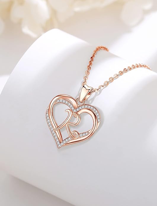 INFUSEU Unique Initial Necklaces for Women Girls Small Heart Letter Jewelry, Meaningful Personalized Gifts