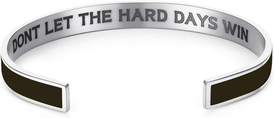 KHKINDPRO Dont Let The Hard Days Win Bracelet for Women Men, Handmade Braided Adjustable Wrap Stainless Steel To My Daughter/Best Friend Inspirational Gifts Ladies Jewelry