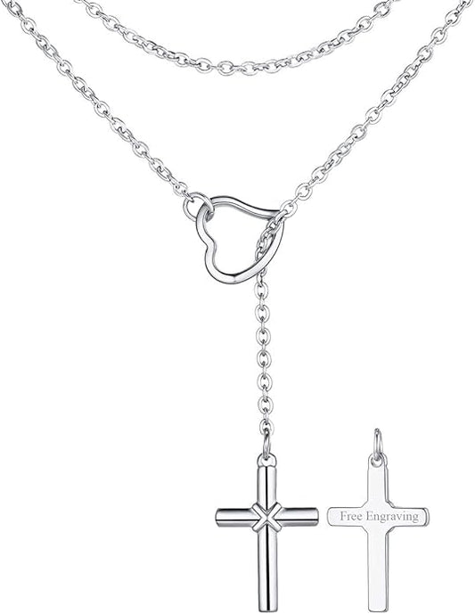 FOCALOOK Lariat Y-Necklaces | Long Necklaces for Women | Long Black Necklaces | Gold Necklaces for Women | Drop Heart Necklaces for Women | Front Adjustable Long Chain Necklace