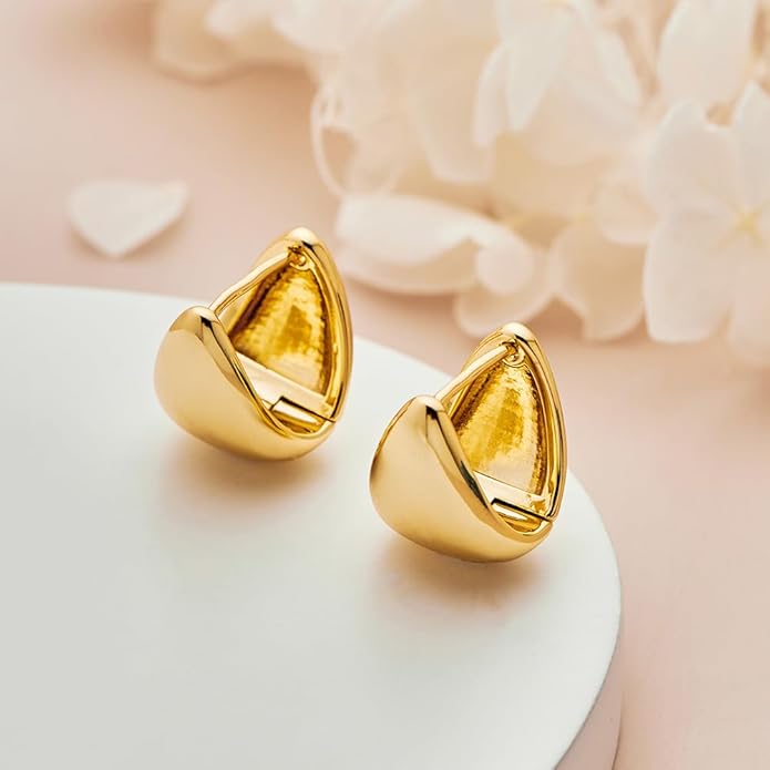 14K Gold Plated Hoop Earring Small Square Huggies Hoops For Women, Minimalist Cute Earrings for Women Girls Gift, gold silver rose gold black and CZ