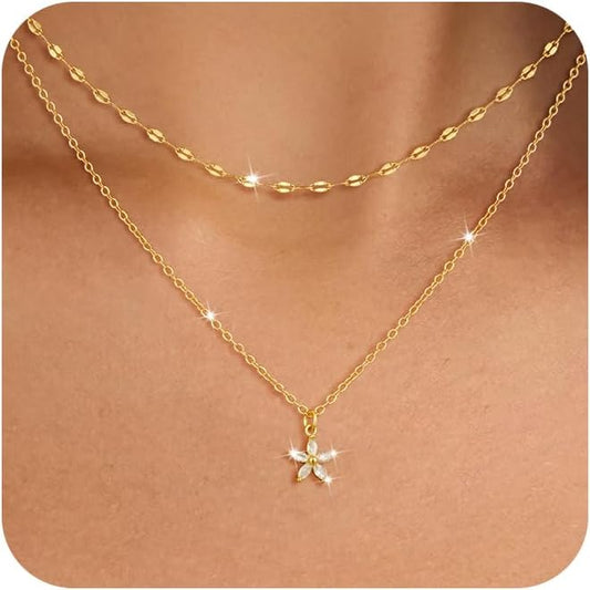 Cubic Zirconia Necklace, Dainty 14k Gold Plated Diamond Necklaces For Women Choker Necklace Simple Gold Plated CZ Jewelry Necklaces for Women Trendy Gifts