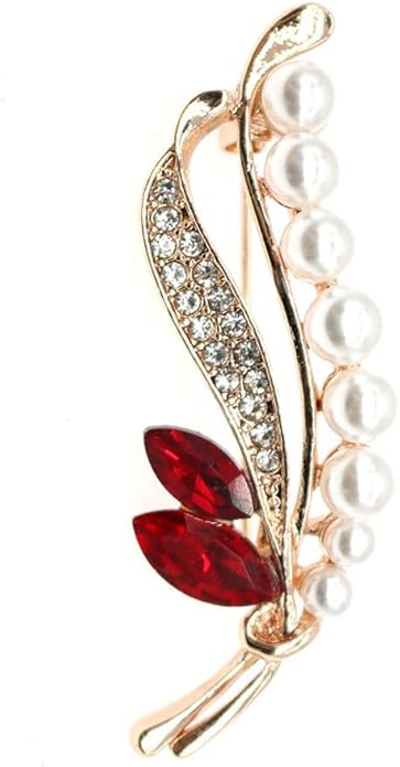 Crystal Pearl Flower Brooches Pins Fashion Beautiful Created Rhinestone Floral Brooch Good Idea for Party Dance Wedding Banquet for Elegant Women Girl