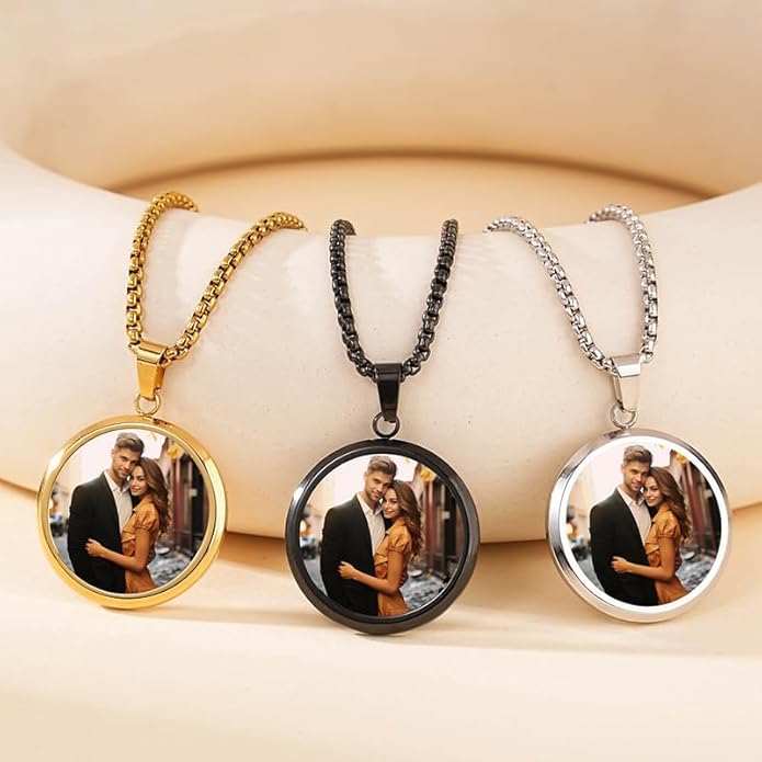 CLYLIFE Picture Necklace Personalized Photo,Custom Disc/Heart Pendant for Men Women Dad Mom Customized Necklace with Chain Photos Memorial Gifts for Mother's Day, Birthday, Anniversary