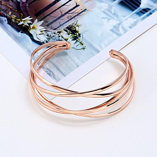 FUTIMELY Boho Chunky Cuff Bracelet for Women,Gold/Silver/Rose gold Multi-layer Cross Wire Bangle Bracelets Open Adjustable Wide Cuff Bracelet Fashion Statement Jewelry