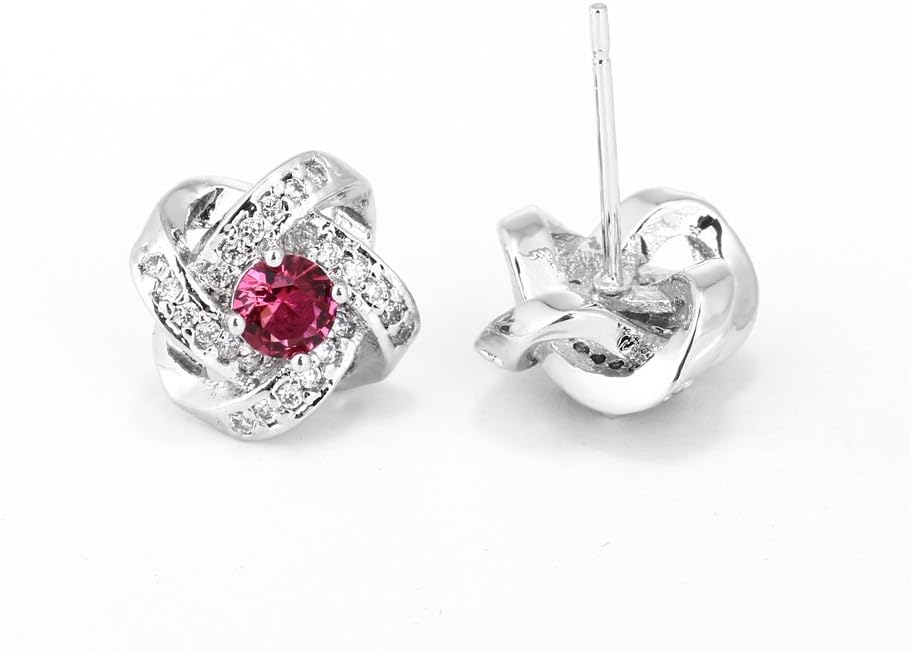 AMYJANE Bridal Jewelry Set for Women - Crystal Cubic Zirconia Love Knot Necklace Stud Earrings Elegant CZ Jewelry Set for Wedding Bride Bridesmaids Gift Set