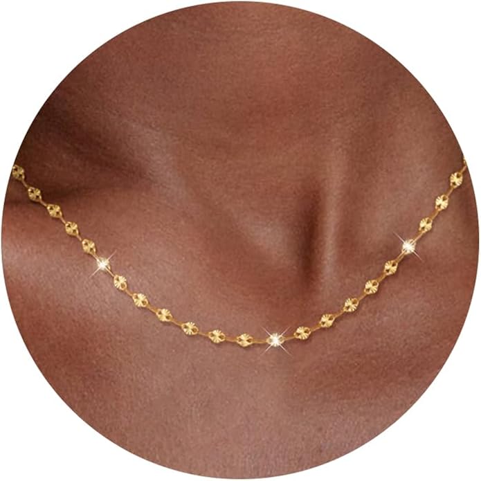 925 Sterling Silver Chain Necklace Link Chain Necklace for Women Simple Dainty 16K Gold Plated Necklace for Women Minimalist Waterproof Silver Necklace Trendy Jewelry Gifts