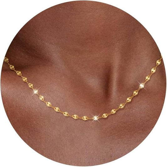 925 Sterling Silver Chain Necklace Link Chain Necklace for Women Simple Dainty 16K Gold Plated Necklace for Women Minimalist Waterproof Silver Necklace Trendy Jewelry Gifts