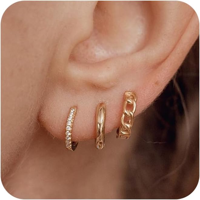 Hoop Earrings for Women 14K Gold Plated/Silver Hoops Simple Knot Huggie Small Hoop Earrings Set Trendy Hoops Everyday Wear Earrings for Women Jewelry