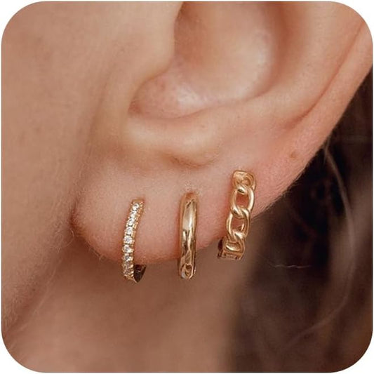 Hoop Earrings for Women 14K Gold Plated/Silver Hoops Simple Knot Huggie Small Hoop Earrings Set Trendy Hoops Everyday Wear Earrings for Women Jewelry