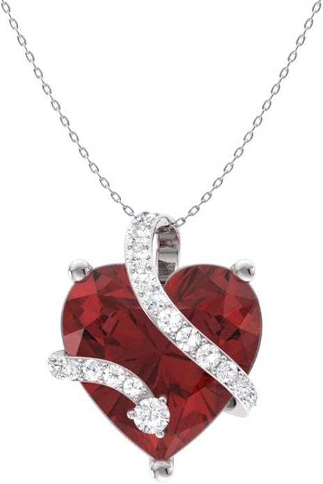 Diamondere Natural and Certified Heart Cut Gemstone and Diamond Wrap Heart Petite Necklace in 14k Solid Gold | 1.68 Carat Pendant with 18 Inch Chain Valentine's Day gift for her