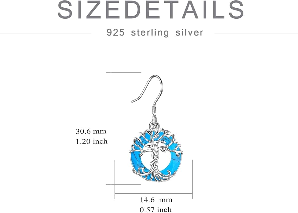TOUPOP Tree of Life Earrings 925 Sterling Silver Family Tree Dangle Drop Earrings Crystal Jewelry Birthday Christmas Gifts for Women Her
