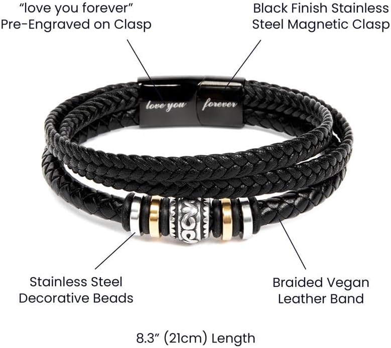 To My Dad Leather Bracelet Father's Day Gift for Dad with Loving Message Card Meaningful Gift from Son or Daughter Men’s Braided Bracelet for Dad Gift for Men Birthday Gift for Dad