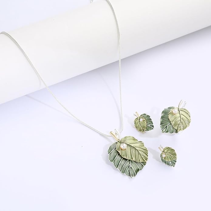 Vintage Chunky Statement Jewelry Set Retro Leaf Floral Geometric Bohemian Boho Bib Necklace Earring Set Fashion Costume Jewelry for Women Girls Wedding Party Prom Unique Gift