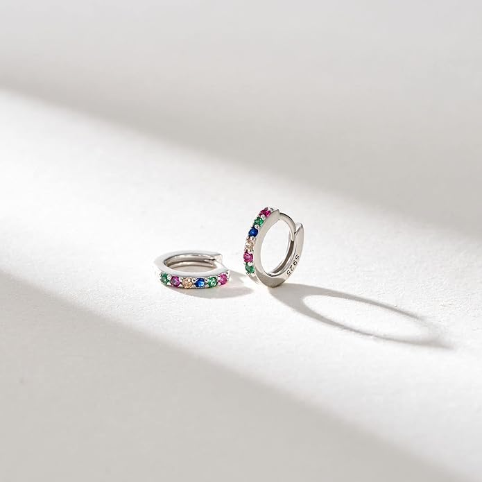 SWEETV 925 Sterling Silver Huggie Hoop Earrings for Women Girls-Tiny Small Cartilage Hoop Earring