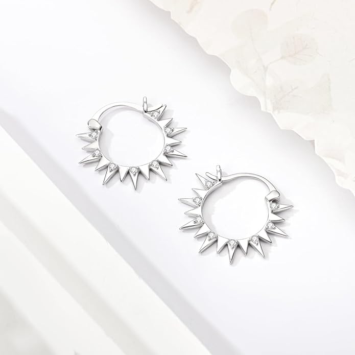 NARMO 925 Sterling Silver Hoop Earrings for Women Hypoallergenic Lightweight Simple Huggie Hoop Earrings Twisted Hoop Earrings Colorful Cubic Zirconia Hoop Earrings Rainbow Hoop Earrings