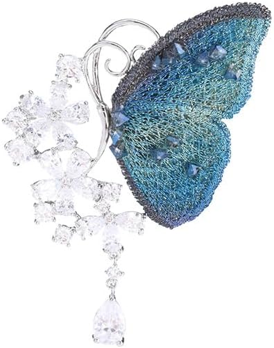 14K Gold Luxury Butterfly Brooch Sparkling Moissanite Accents & Enamel Painted Details, Retro Chic for Cheongsam, Coats & Formal Attire