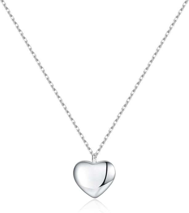 SLUYNZ 925 Sterling Silver Love Heart Choker Necklace for Women Teens Simple Love Heart Pendant Necklace Chain for Mother's Day