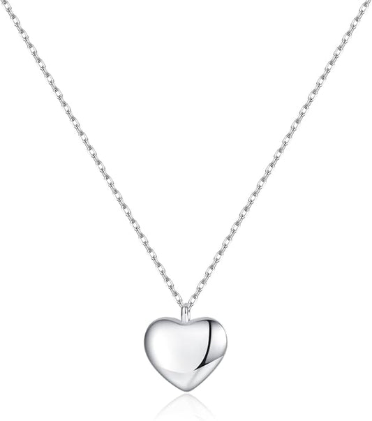 SLUYNZ 925 Sterling Silver Love Heart Choker Necklace for Women Teens Simple Love Heart Pendant Necklace Chain for Mother's Day