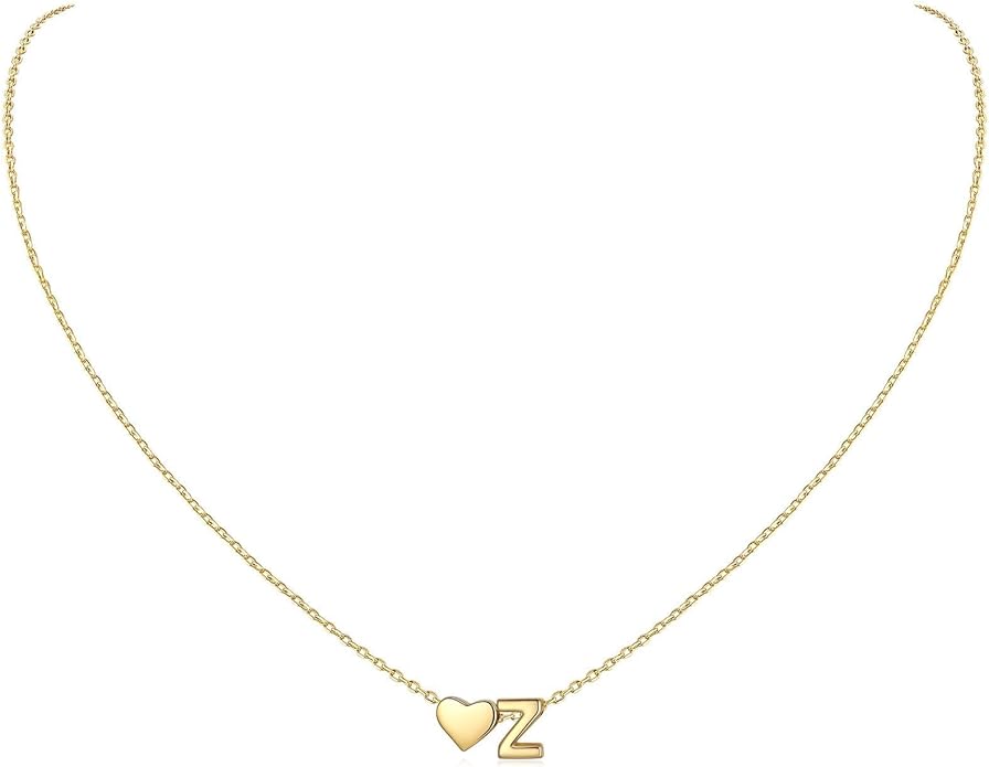 ChicSilver 925 Sterling Silver Heart Initial Necklaces for Women -Dainty Personalized Heart Pendant Letter Alphabet Necklace for Women