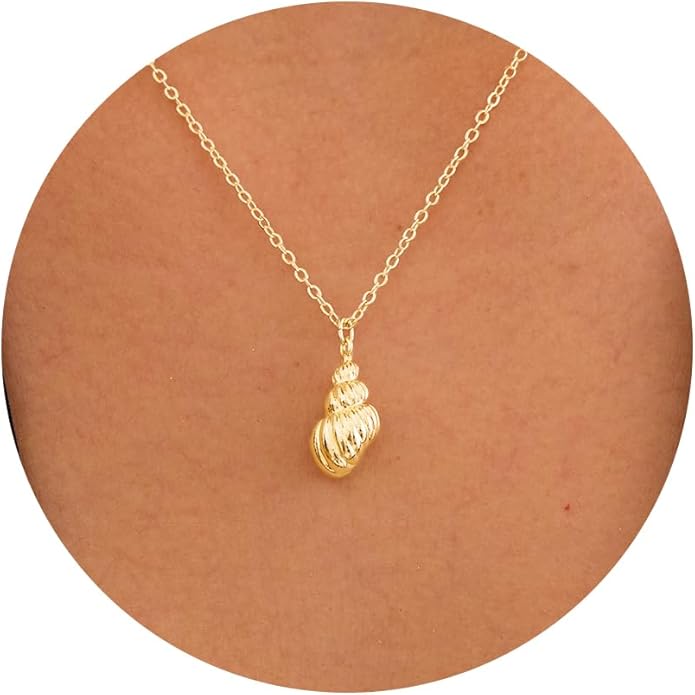 Gold Necklace for Women-14K Gold Plated Bow,Dragon,Shell, Palm Tree, Seahorse, Conch Shell,Sardines, Cowboy Boot,Bat,Bunny Pendant Beachy Jewelry for Women Gifts