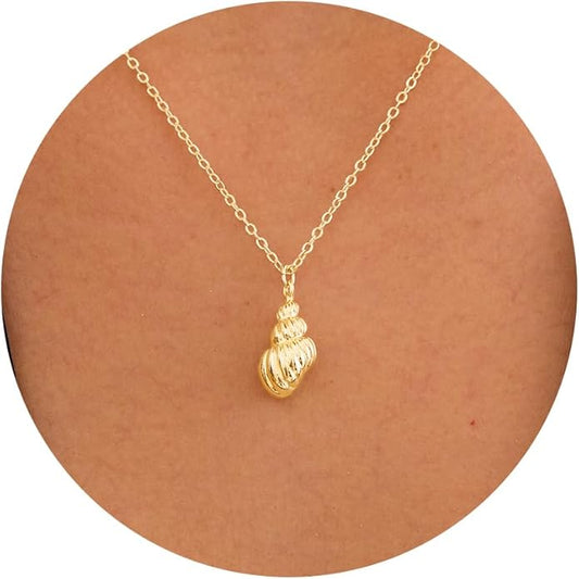 Gold Necklace for Women-14K Gold Plated Bow,Dragon,Shell, Palm Tree, Seahorse, Conch Shell,Sardines, Cowboy Boot,Bat,Bunny Pendant Beachy Jewelry for Women Gifts