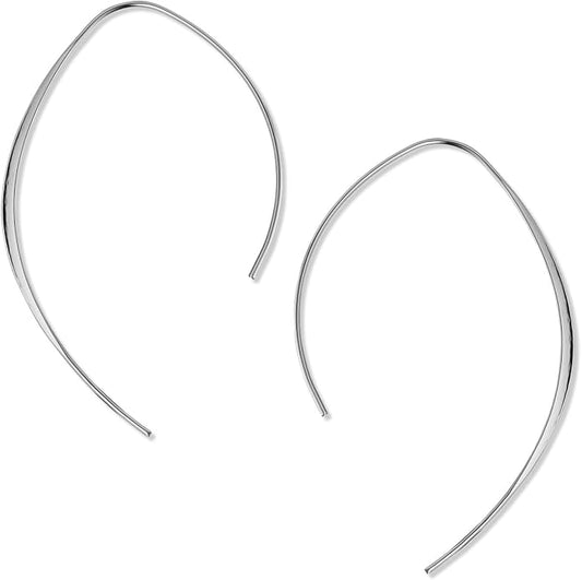 Upside Down Hoop Earrings - Hypoallergenic Lightweight Wire Needle Drop Dangle Threader Hoops for Women, Safe for Sensitive Ears - Plated in 925 Sterling Silver or 18k Gold